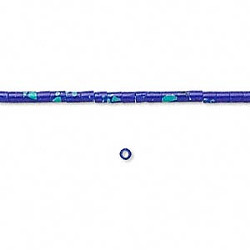 22" Strand, 3x3.5mm Block Azurite-Malachite (Simulated) HESHI Beads