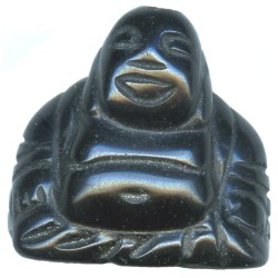 20x20mm Black Obsidian 3-D BUDDHA Bead