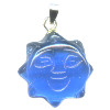 18mm Cobalt Blue Quartz (Manmade) SUN FACE Charm/Pendant Bead - With Loop & Bail