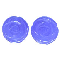 16mm Blue Chalcedony Quartz Carved Floral ROSE Beads