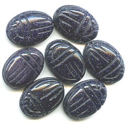 13x18mm Blue Goldstone SCARAB, BEETLE Beads