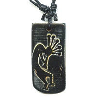 16x36mm Embossed Bone KOKOPELLI Pendant Necklace/Focal Bead - with Cord