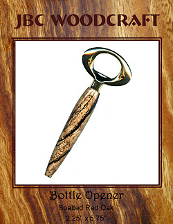 10 kt. Gold Plated Spalted Red Oak Bottle Opener ~ JBC Woodcraft®