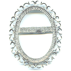 2" x 2-1/2" Silver Plated Brass Sunburst BOLO SLIDE Component - 30x40mm Oval Bezel Setting