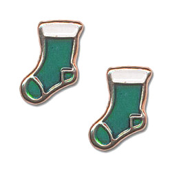 1/8" Green & White Enameled Metal Christmas Stocking BRADS