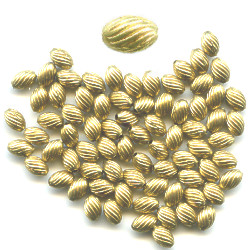 3x5mm Hollow Brass Spiral OVAL / RICE Beads