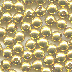 4mm Hollow Brass Smooth ROUND Beads