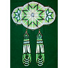 Hand-Beaded Porky Quill Barrett & Earrings Set ~ Green