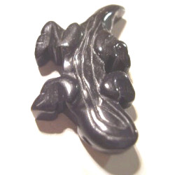 21x45mm Blackstone LIZARD, GECKO Animal Fetish Pendant/Focal Bead