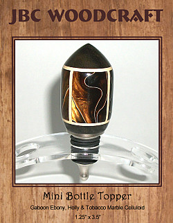 Gaboon Ebony, Holly & Marbled Celluloid Stainless Steel Wine Bottle Stopper ~ JBC Woodcraft®