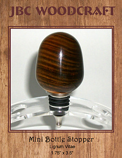 Exotic Lignum Vitae Stainless Steel Wine Bottle Stopper ~ JBC Woodcraft®