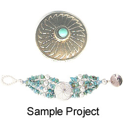 18mm (3/4") *Vintage* Goldtone Metal & Faux Turquoise *Southwestern* (Loop-Back) CONCHO BUTTON CLOSURE