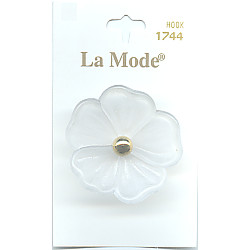 1-3/8" La Mode Frosted Crystal (Loop-Back) Flower BUTTON