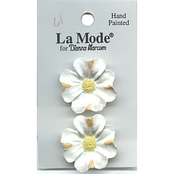 1" La Mode Hand Painted Polyresin (Loop-Back) *For Dianna Marcum* Dogwood Flower BUTTONS