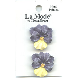 1"  La Mode Hand Painted Polyresin (Loop-Back) *For Dianna Marcum* Pansy Flower BUTTONS