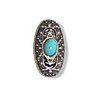 3/4" Antiqued Silvertone Metal & Faux Turquoise (Loop-Back) Oval *Izmir* CONCHO BUTTON CLOSURES