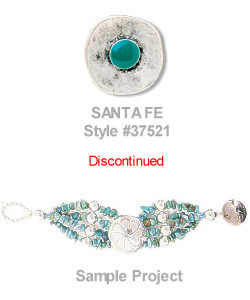 1-1/8" Silvertone Pewter & Faux Turquoise (Loop-Back) Round *Santa Fe* CONCHO BUTTON CLOSURE