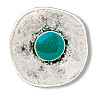 1-1/8" Silvertone Pewter & Faux Turquoise (Loop-Back) Round *Santa Fe* CONCHO BUTTON CLOSURE