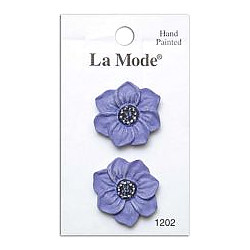 1"  La Mode Hand Painted Polyresin  *Anemone* (Loop-Back) Flower BUTTONS