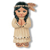 1-1/4" Handpainted Polyresin (Loop-Back) Native American Girl BUTTON