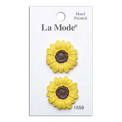1" La Mode Hand Painted Polyresin *In a Country Garden* Sunflower BUTTONS