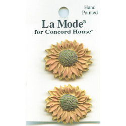 1-1/8" La Mode Hand Painted Polyresin *For Concord House* Sunflower BUTTONS
