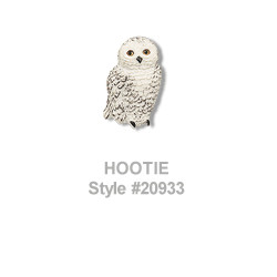 1-1/8" Handpainted Polyester (Loop-Back) White Owl BUTTON