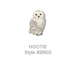 1-1/8" Handpainted Polyester (Loop-Back) White Owl BUTTON