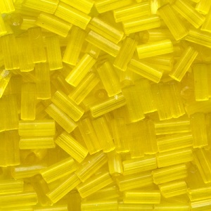 CZECH #2 (2x5mm) *Hex Cut* BUGLE BEADS: Transparent Yellow Satin