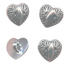 15mmSilvertone Acrylic(Loop-Back) Western Heart BUTTONS