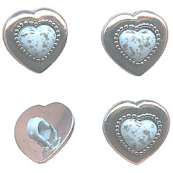 15mm Silvertone Acrylic & Faux Turquoise (Loop -Back)Western Heart BUTTONS