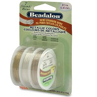 BEADALON™ 7-Strand 0.015" (0.38mm diameter) 10 ft BEAD STRINGING WIRE, 3-Pack: Gold, Silver & Champagne