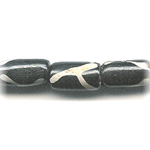 1/2" India Black & White BATIK BONE TUBE Beads