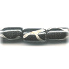 1/2" India Black & White BATIK BONE TUBE Beads
