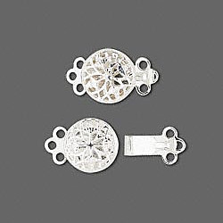 9mm Silver Plated Filigree Round 3-Strand BOX CLASP