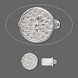 9mm Silver Plated Fancy Round BOX CLASP