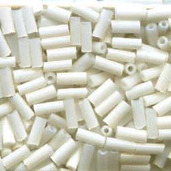 CZECH #2 (2x4mm) BUGLE BEADS: Opaque White Frost (Matte)