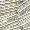 CZECH 2x19mm BUGLE BEADS: Transparent Silver-Lined