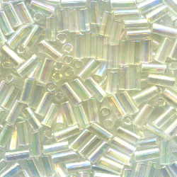CZECH #2 (1.5x4mm) BUGLE BEADS: Transparent Clear Iridescent / AB