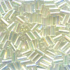 1/16" x 3/16" (4mm) BUGLE BEADS: Transparent Clear Irid.