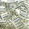 CZECH #2 (2x4mm) *Hex Cut* BUGLE BEADS: Transparent Silver-Lined