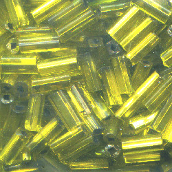 CZECH #2 (2x4mm) *Hex Cut* BUGLE BEADS: Transparent Yellow Silver-Lined