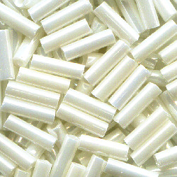 CZECH #3 2x7mm BUGLE BEADS: Pearl White