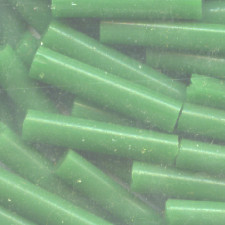 1/8" x 3/4" BUGLE BEADS: Opaque Green