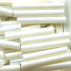 Japanese 2x15mm BUGLE BEADS: Pearl White