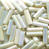 1/16" x 1/4" BUGLE BEADS: White Irid.