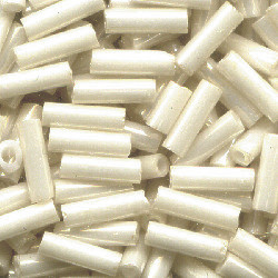 CZECH #3 (2x7mm) BUGLE BEADS: Ivory Pearl