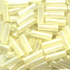 1/16" x 1/4" BUGLE BEADS: Trans. Pale Yellow Luster