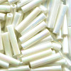 CZECH #4 (2x9mm) BUGLE BEADS: White Iridescent