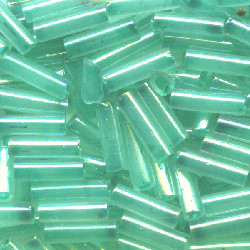 2mm x 6mm BUGLE BEADS: Trans. Dusty Sea Breeze, Color Lined